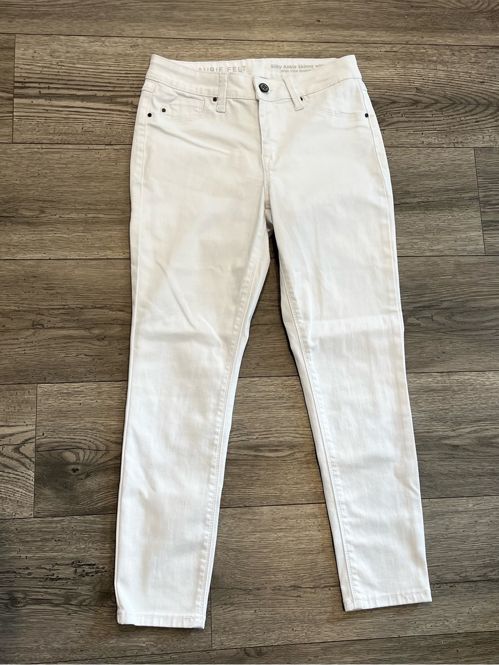 Laurie Felt Women's Silky Ankle Skinny Jeans White Petite XS Vital Stretch Tech